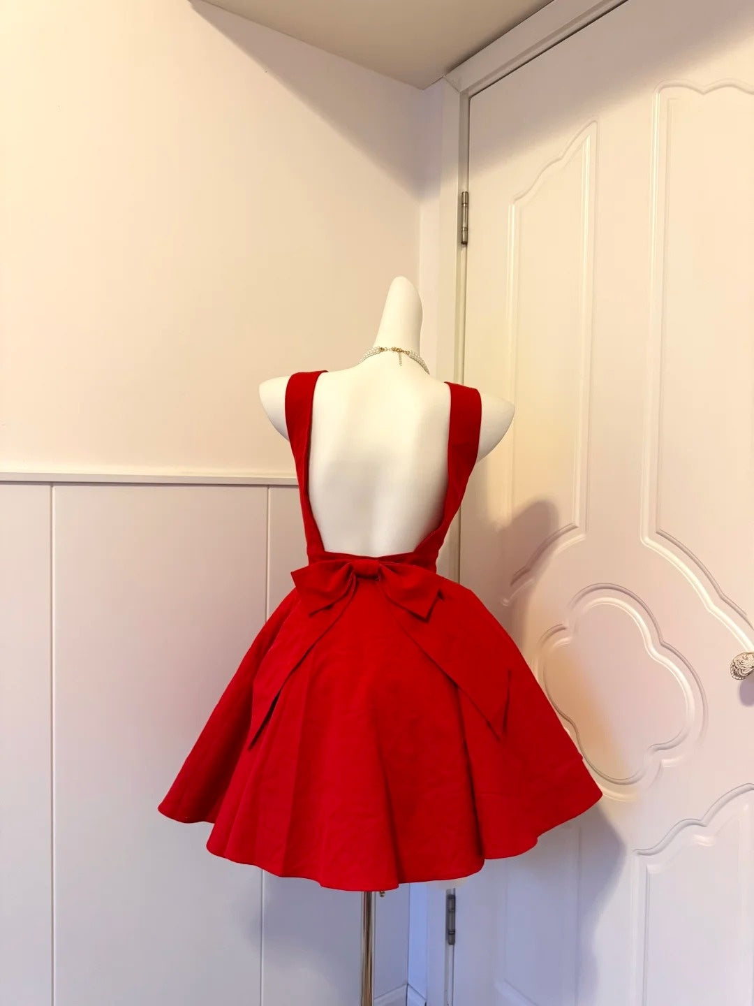 Refined A-Line Spaghetti Strap Birthday Gowns Red Backless Homecoming Dress AP6059