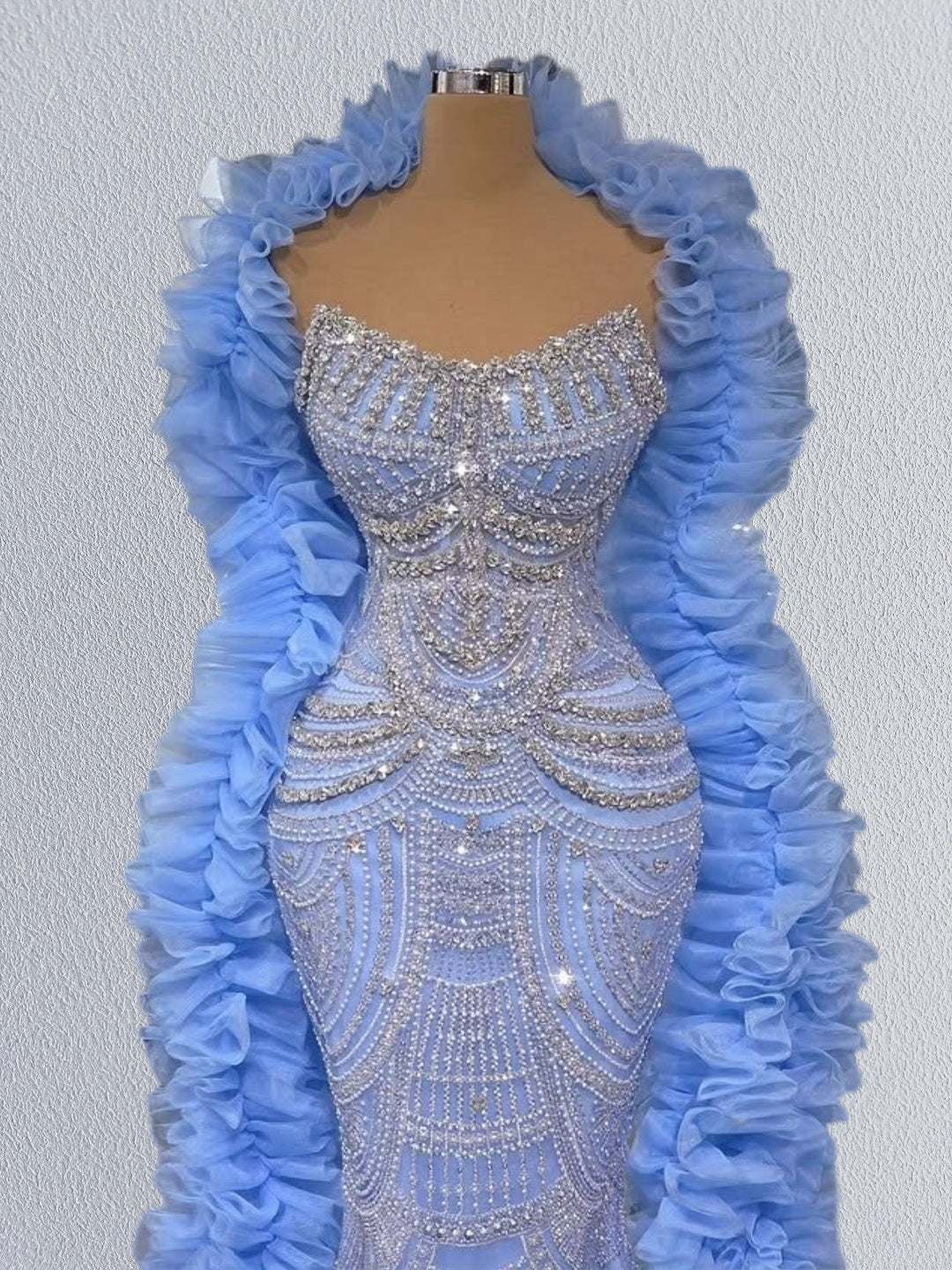 Enchanting Strapless Evening Mermaid Dress Beading Crystals Prom Dress AP6145