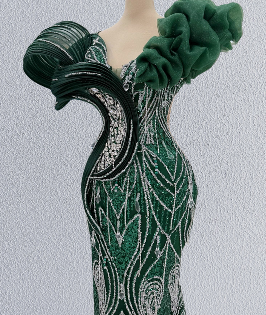 Dramatic Jewel Neck Mermaid Evening Dresses Sequins Rhinestones Prom Dress AP6186