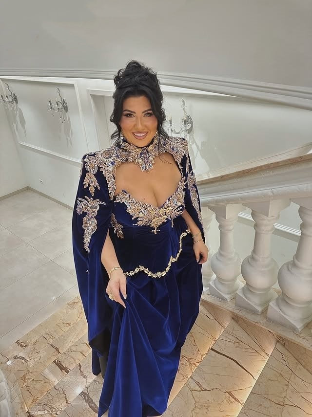 Victorian-Inspired A-Line High Collar Cutout Sweet 16th Dresses Long Sleeve Appliques Sequins Prom Dress AP6241