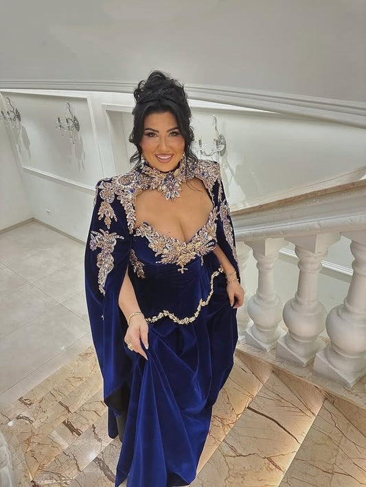 Victorian-Inspired A-Line High Collar Cutout Sweet 16th Dresses Long Sleeve Appliques Sequins Prom Dress AP6241