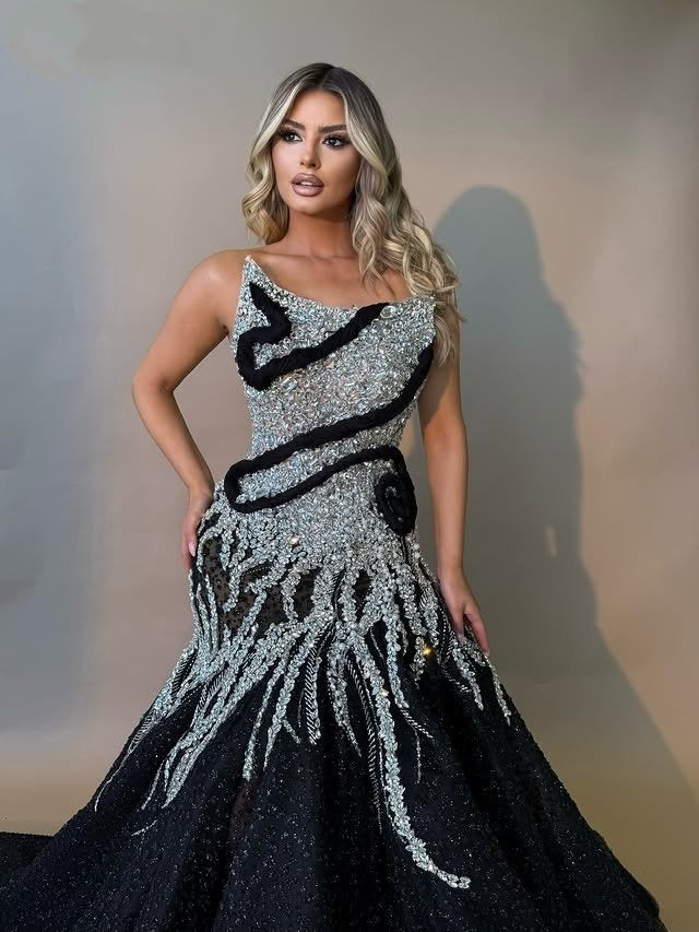 Vintage A-Line Strapless Sweet 16th Gowns Sequins Rhinestones Prom Dress AP6334