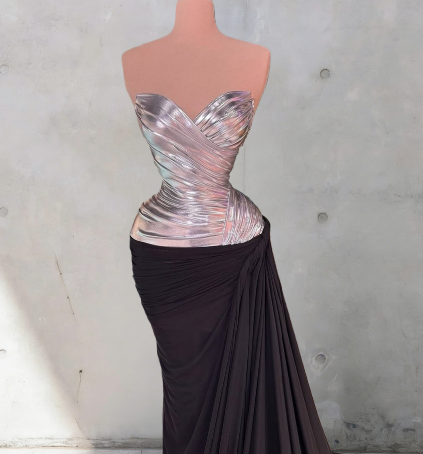 Simple Strapless Mermaid Sweet 16th Dresses Pleated Prom Dress AP6347