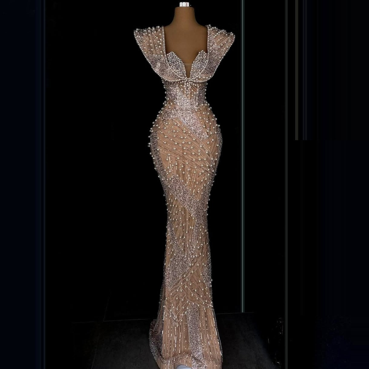 Stylish Sweetheart Neck Mermaid Evening Dresses Beads Sequins Prom Dress AP6355