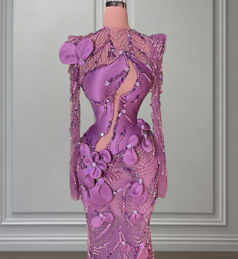 Novelty Long Sleeve Jewel Neck Evening Dress Sheath Sequins Appliques Beading Prom Dress AP6419