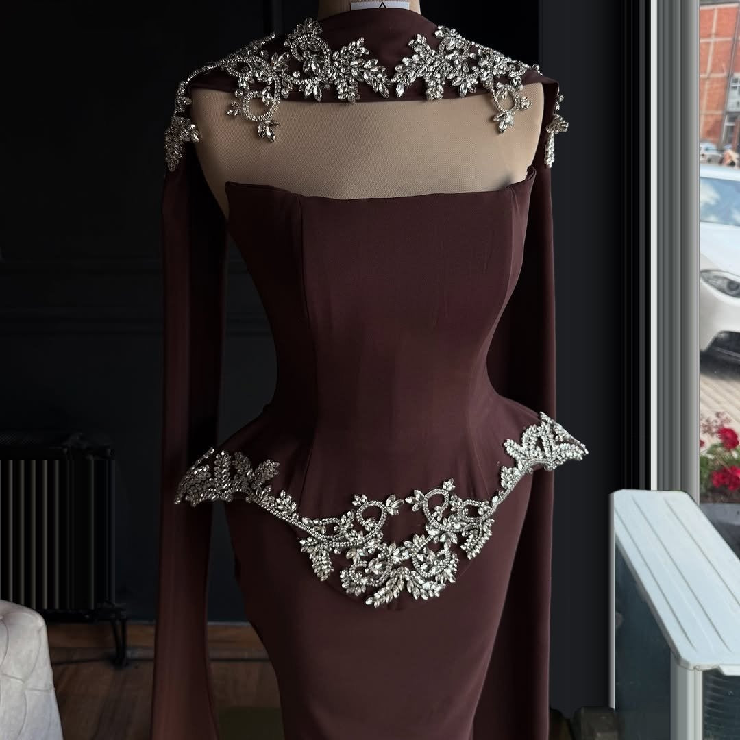 Unique Strapless Sheath Evening Dresses Beading Prom Dress AP6420