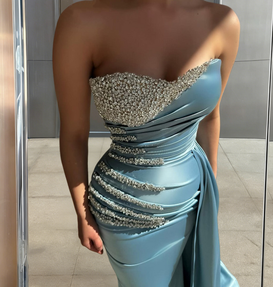 New Tendency Sheath Strapless Sweet 16th Dresses Rhinestones Prom Dress AP6537