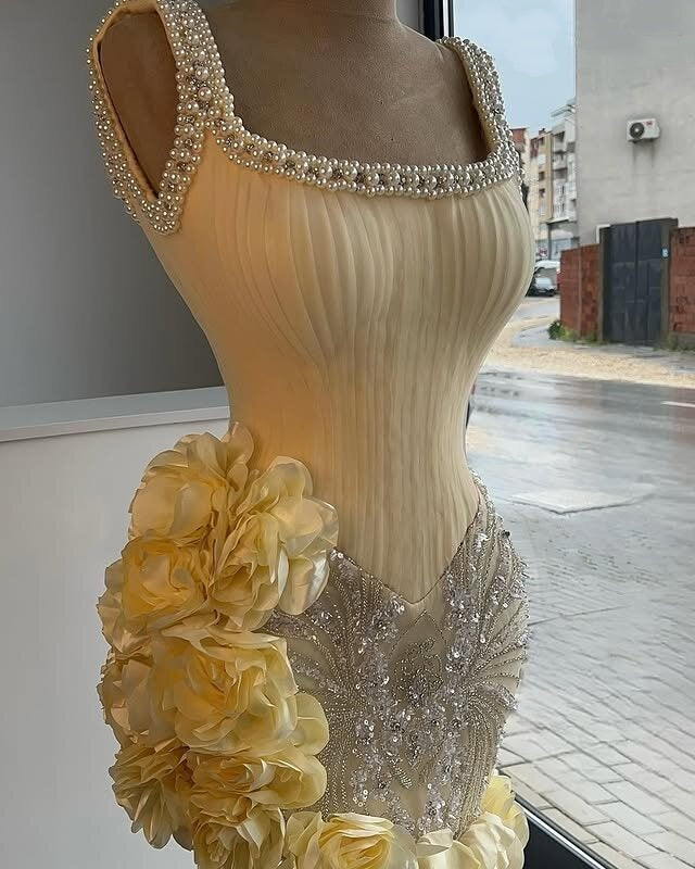 Lovely Sheath Spaghetti Strap Sequins Birthday Dress Handmade Flowers Beading Homecoming Dress AP6542