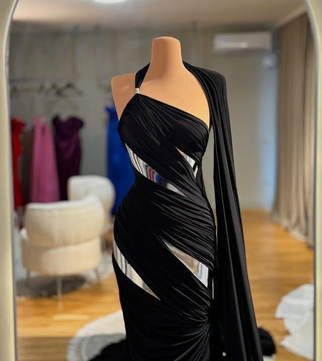 Alluring Prom Dress Sheath Strapless Black Evening Dress AP6575