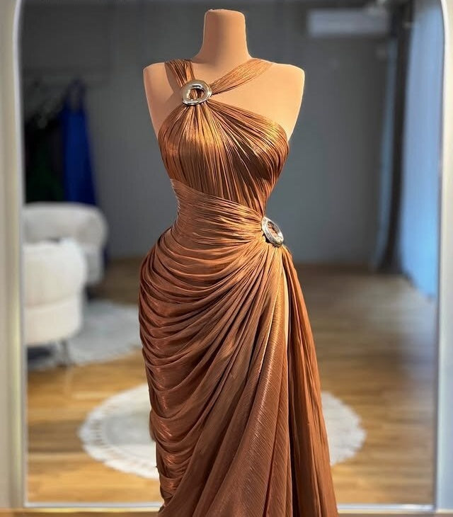 Gorgeous Prom Dress Sheath Halter Neck High Slit Evening Dress AP6576