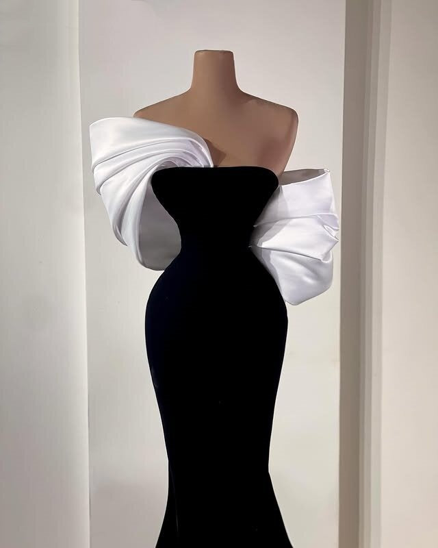 Flattering Prom Dress Off-Shoulder Black Mermaid Evening Dress AP6597