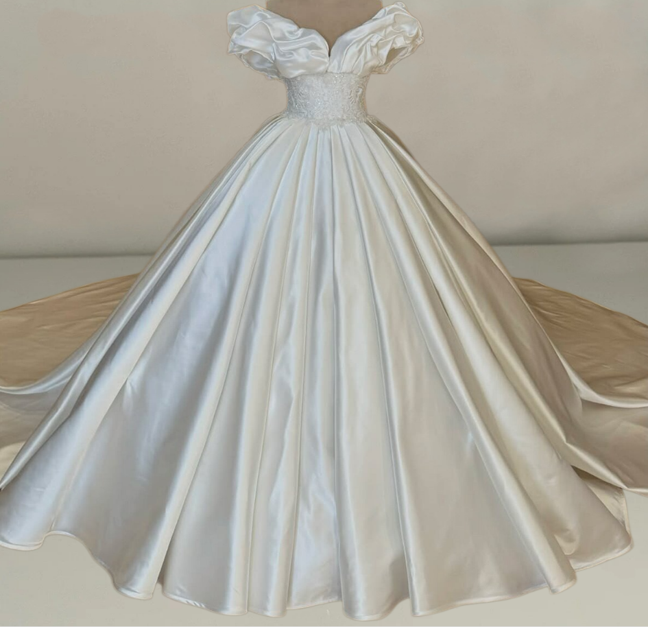 Fabulous Off-Shoulder Wedding Dress Ideas A-Line Sequins Ivory Bridal Gown AP6653