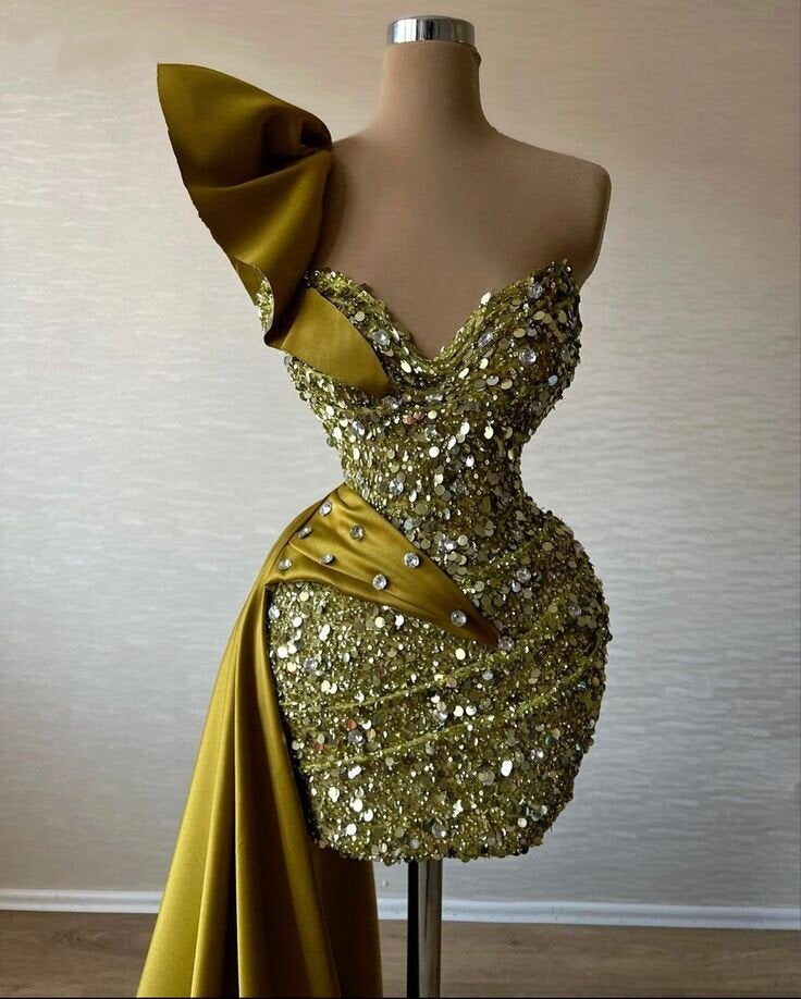 Exquisite Strapless Sheath Homecoming Dress Sequins Beaded Birthday Outfit AP6795