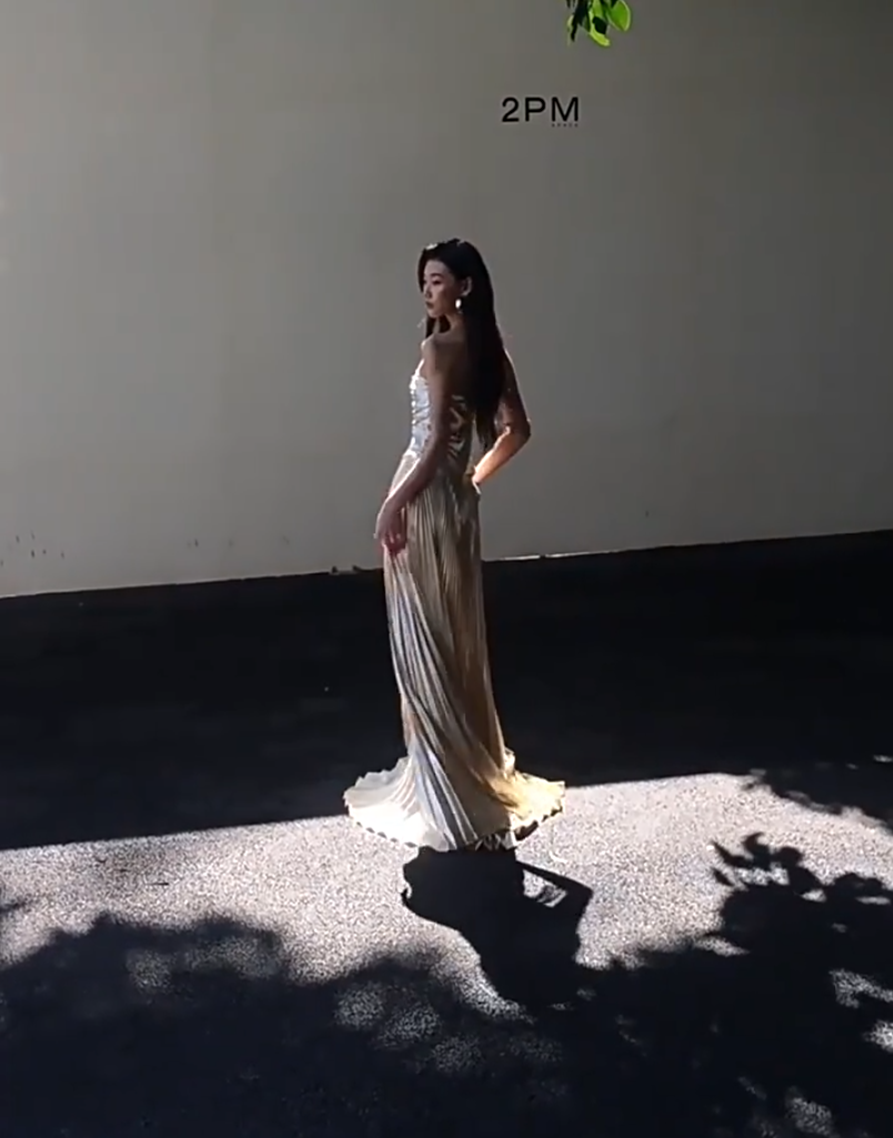 Fabulous Gold Prom Dress Strapless A-Line Pleated Evening Dresses AP6825