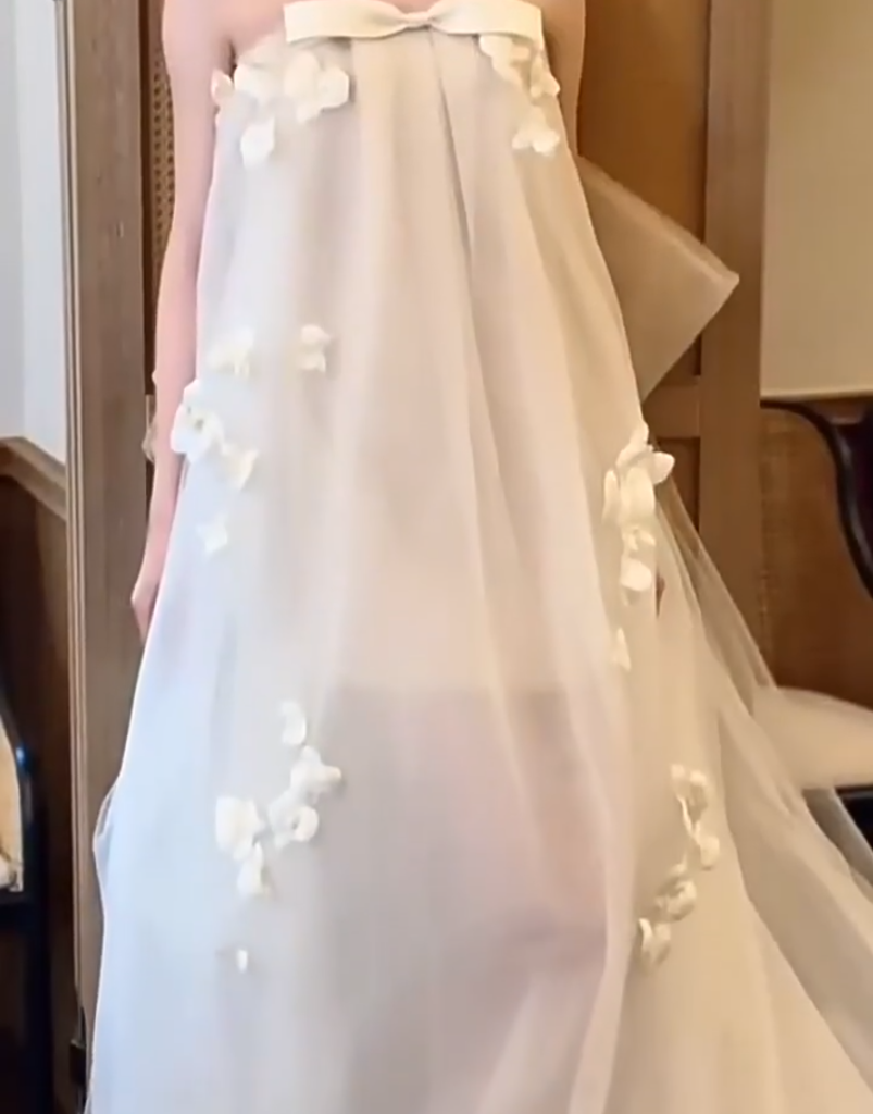 Voluminous Strapless Bow Appliques Wedding Dress A-Line Tulle Bridal Dress AP6948