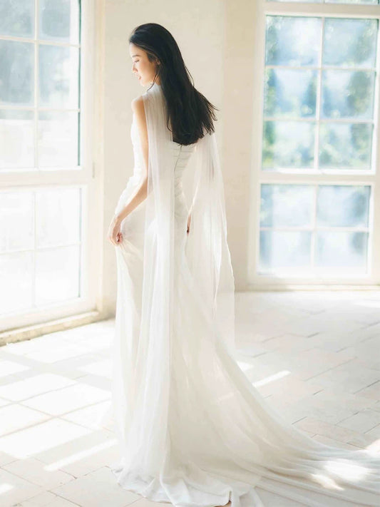 Enchanting Strapless Mermaid Wedding Dress Pleated Tulle Bridal Dress AP6966