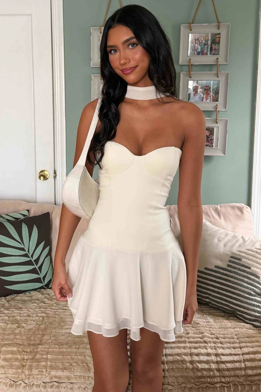 Chic Ivory White Strapless Sweetheart Neck A-Line Chiffon Short Homecoming Dress AS1106