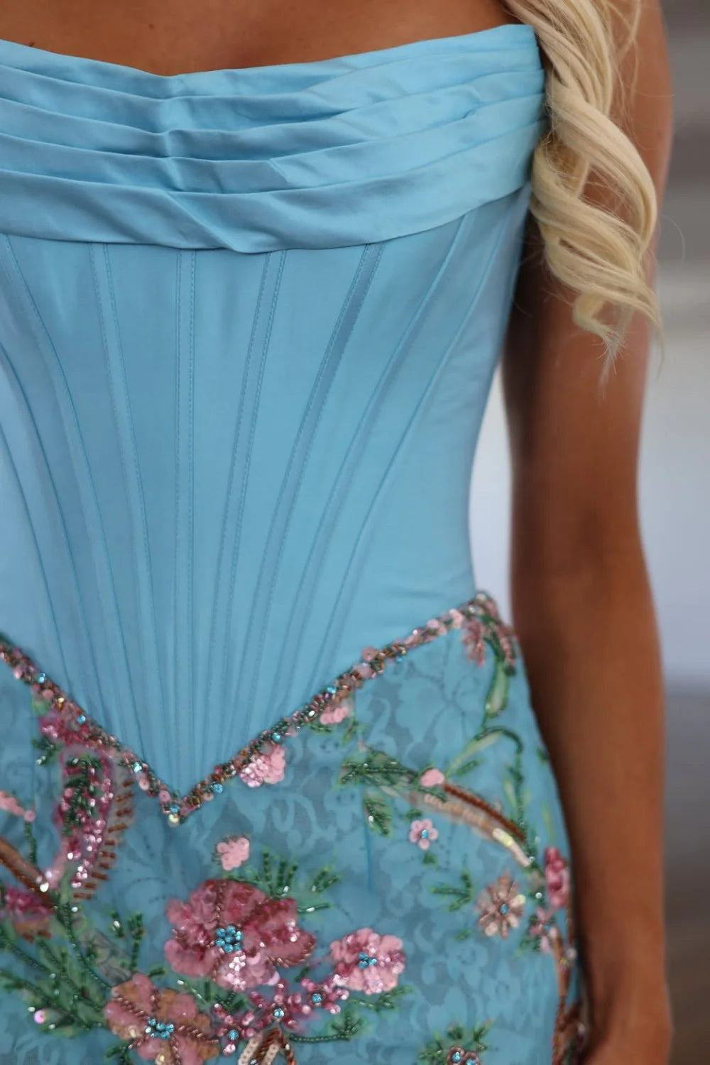 Glam Sky Blue Strapless Corset Sequin Short Bodycon Homecoming Dress AS1306