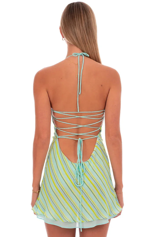 Trendy Halter Neck Mint Green A Line Short Homecoming Dress With Ruffles AS1326