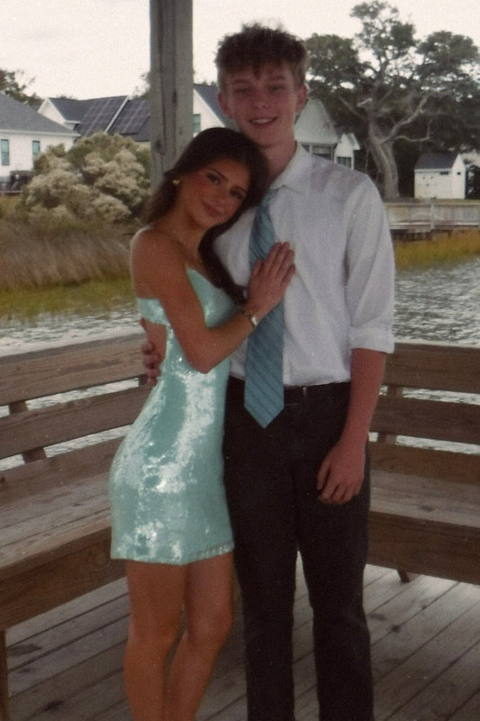 Bling Mint Green Spaghetti Straps A Line Sequins Short Homecoming Dress AS1345