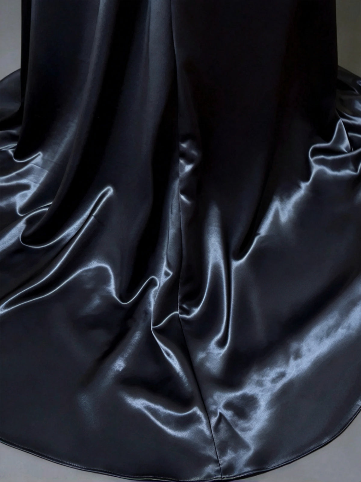 Chic Navy Satin Halter Cowl Neck Draped Mermaid Long Prom Dress AD1396
