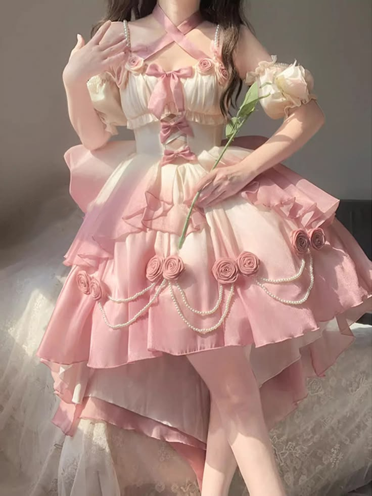 Romantic Cream Blush Crisscross Halter Strap 3D Rose Bow Pearl Chain A Line Short Homecoming Dress AS1545