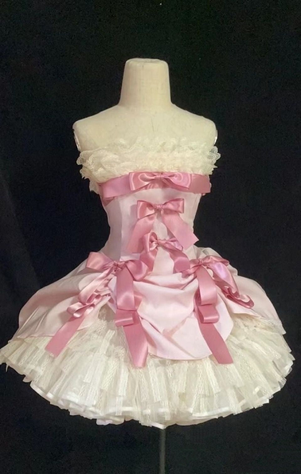 Lovely Strapless Pink Satin Corset Bows A Line Tutu Homecoming Dress AS1598