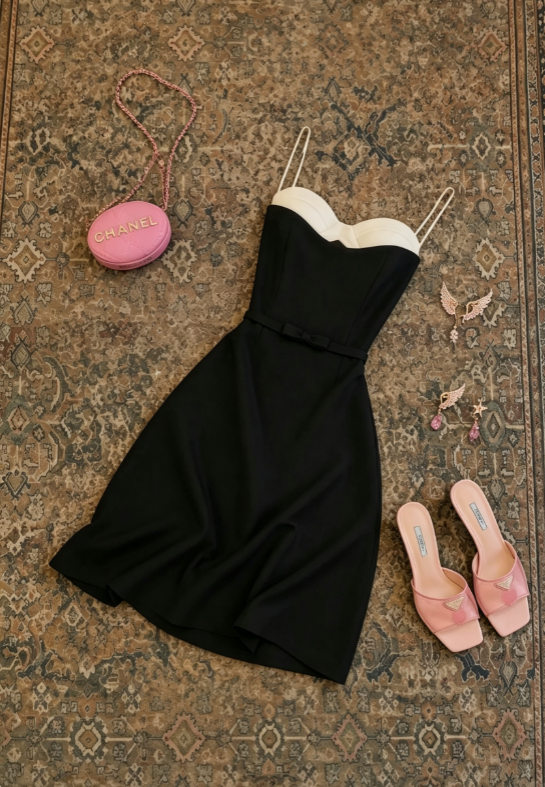 Elegant Black White Contrast Sweetheart Neck Spaghetti Strap Bow Waist A Line Short Homecoming Dress AS1710