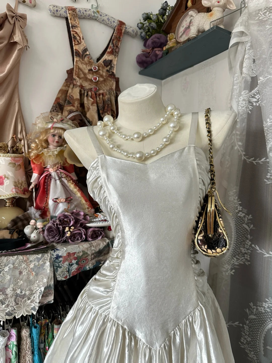 Shimmering Ivory Satin Spaghetti Straps Side Ruched A Line Midi Homecoming Dress AS2367