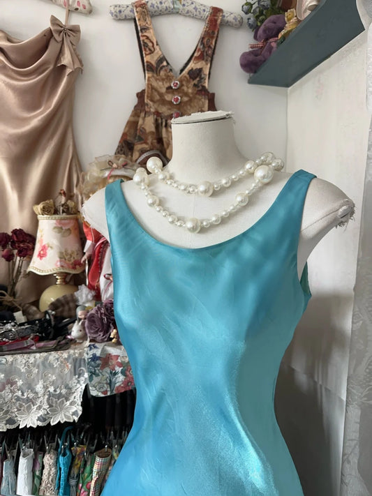 Stunning Turquoise Sleeveless Scoop Neck Flowy Asymmetrical Sheath Midi Homecoming Dress AS2423