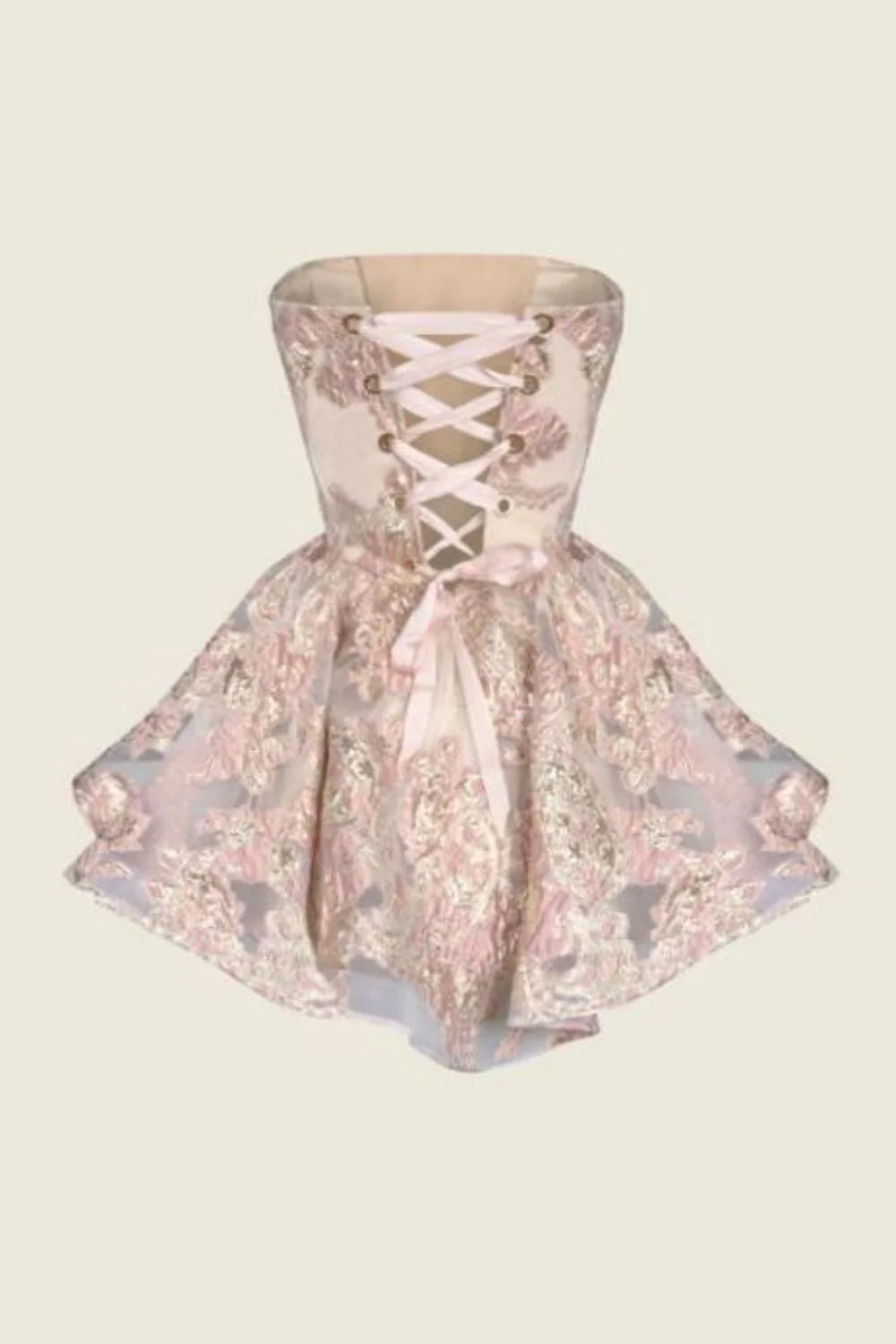 Princess A Line Strapless Pink Short Homecoming Dress With Lace Bowknot AS243