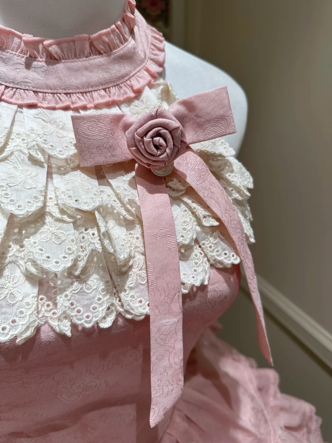 Cute Pink Halter Floral Bow Tiered Ruffle A Line Short Homecoming Dress AS2692