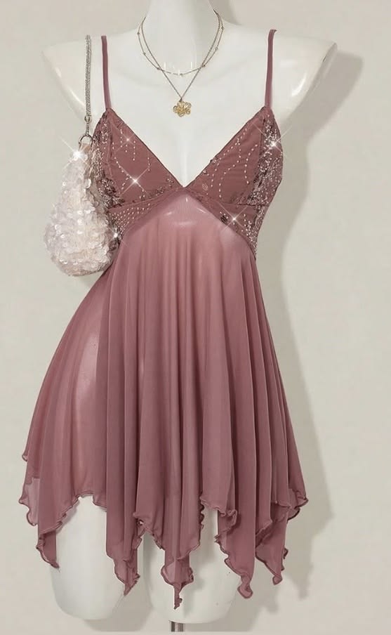 Romantic Dusty Rose Spaghetti Straps V Neck Beaded Chiffon A Line Short Homecoming Dress AS2776