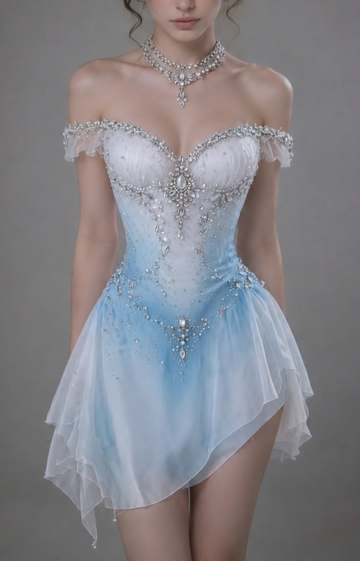 Ethereal Ice Blue White Ombre Off Shoulder Beaded A Line Short Homecoming Dress AS2788