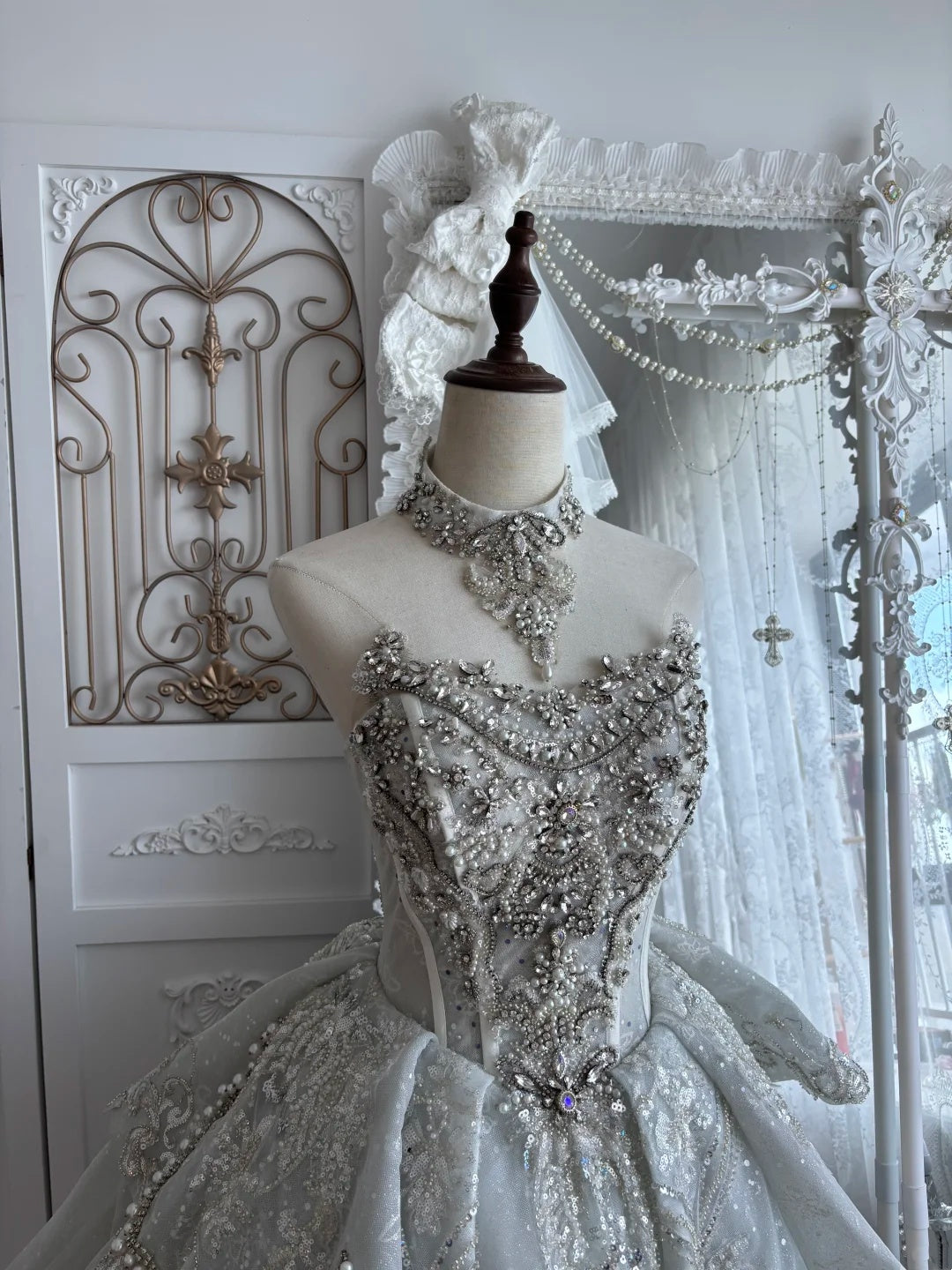 Glamorous Silver High Neck Heavy Rhinestone Beading A Line Short Wedding Homecoming Dress AS2798