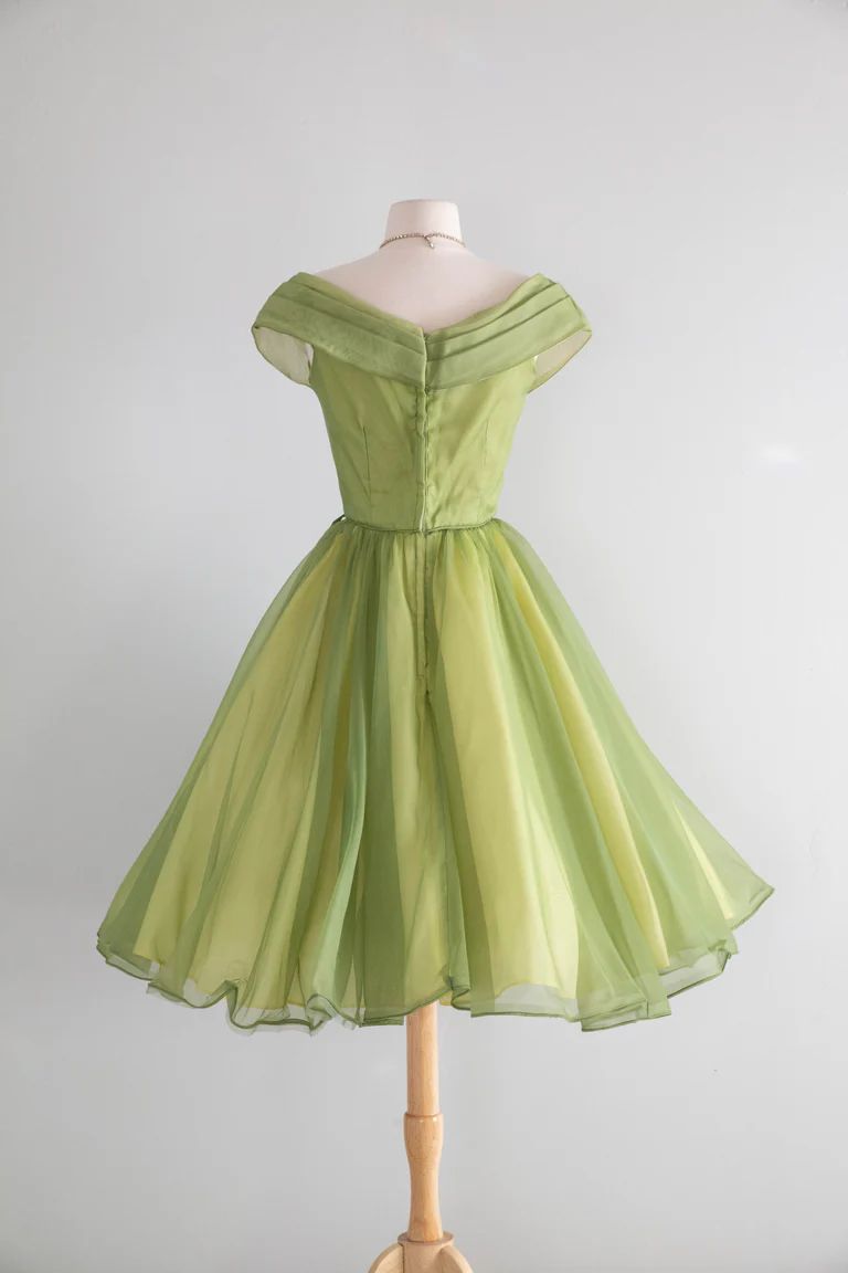 Chic Fresh Green Off The Shoulder Bow A Line Midi Homecoming Dress AS2874