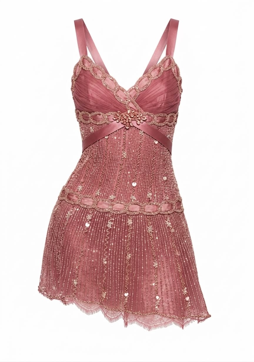 Glam Dusty Rose Straps V Neck Heavy Beaded A Line Short Homecoming Dress AS2877
