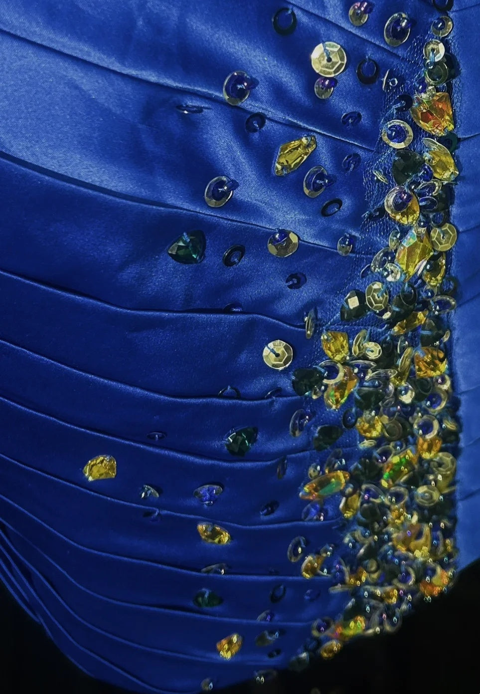 Bold Royal Blue Strapless Sweetheart Ruched Satin Beaded Bodycon Short Homecoming Dress AS2886