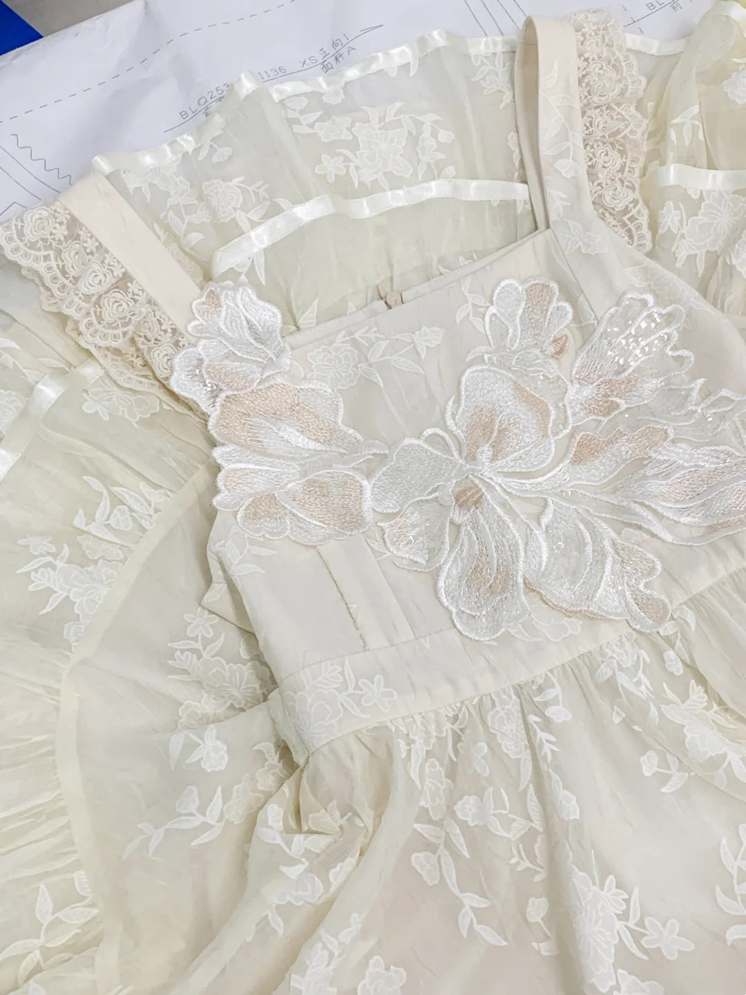 Elegant Cream Embroidery Floral Ruffle Strap Yellow Mandarin Collar Long Sleeve Lolita A Line Short Homecoming Dress AS3132