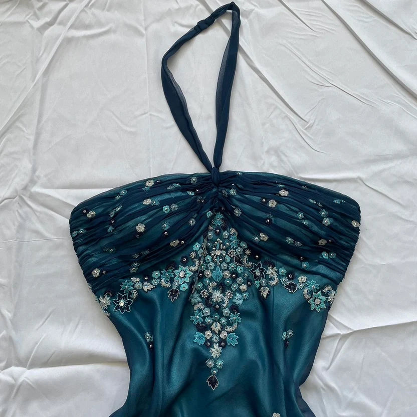 Stunning Teal Halter Beaded Appliques Sheath Short Homecoming Dress Birthday Party Dress AS3168