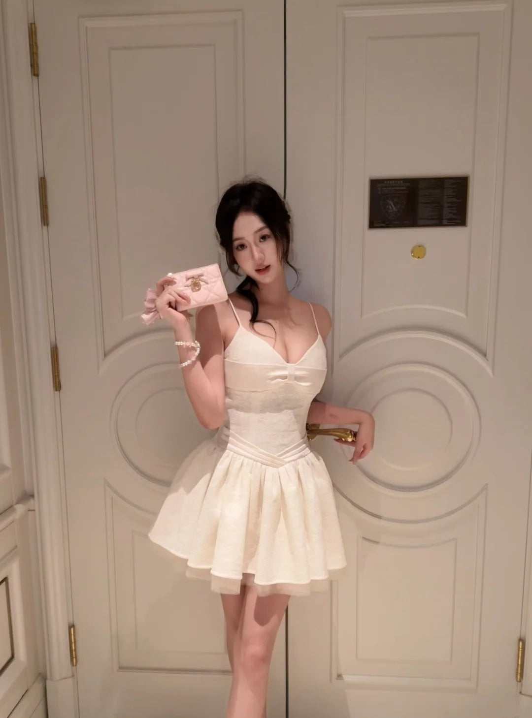 Elegant Ivory Spaghetti Straps Bow A-Line Short Homecoming Dress AS3232