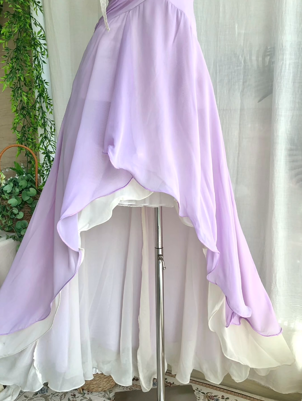 Romantic Lavender Strapless Ruched A Line High Low Homecoming Dress Birthday Dress AS3235