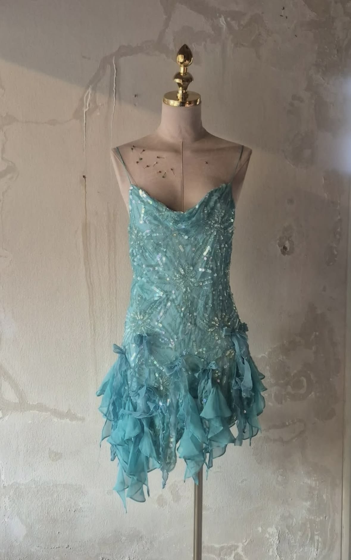 Glam Turquoise Spaghetti Straps Cowl Neck Sequin Beaded Bodycon Short Homecoming Dress Birthday Dress AS3376