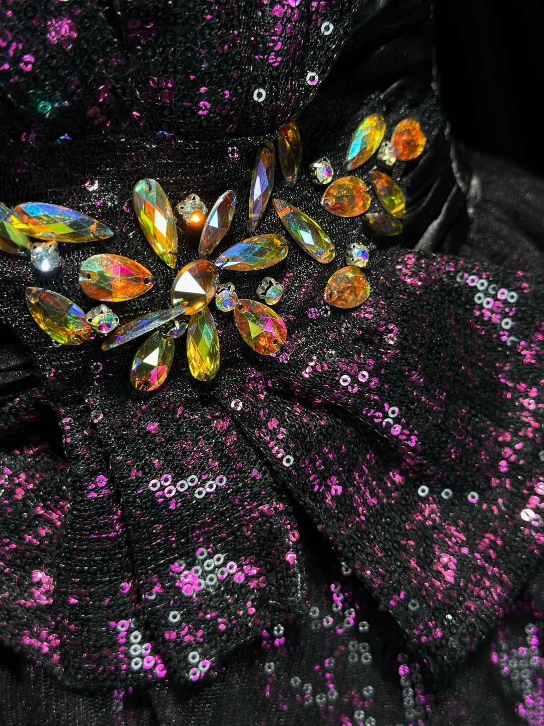 Glam Black Purple Glitter Strapless Sweetheart Bow Rhinestone A-Line Short Homecoming Dress Birthday Dress AS3446