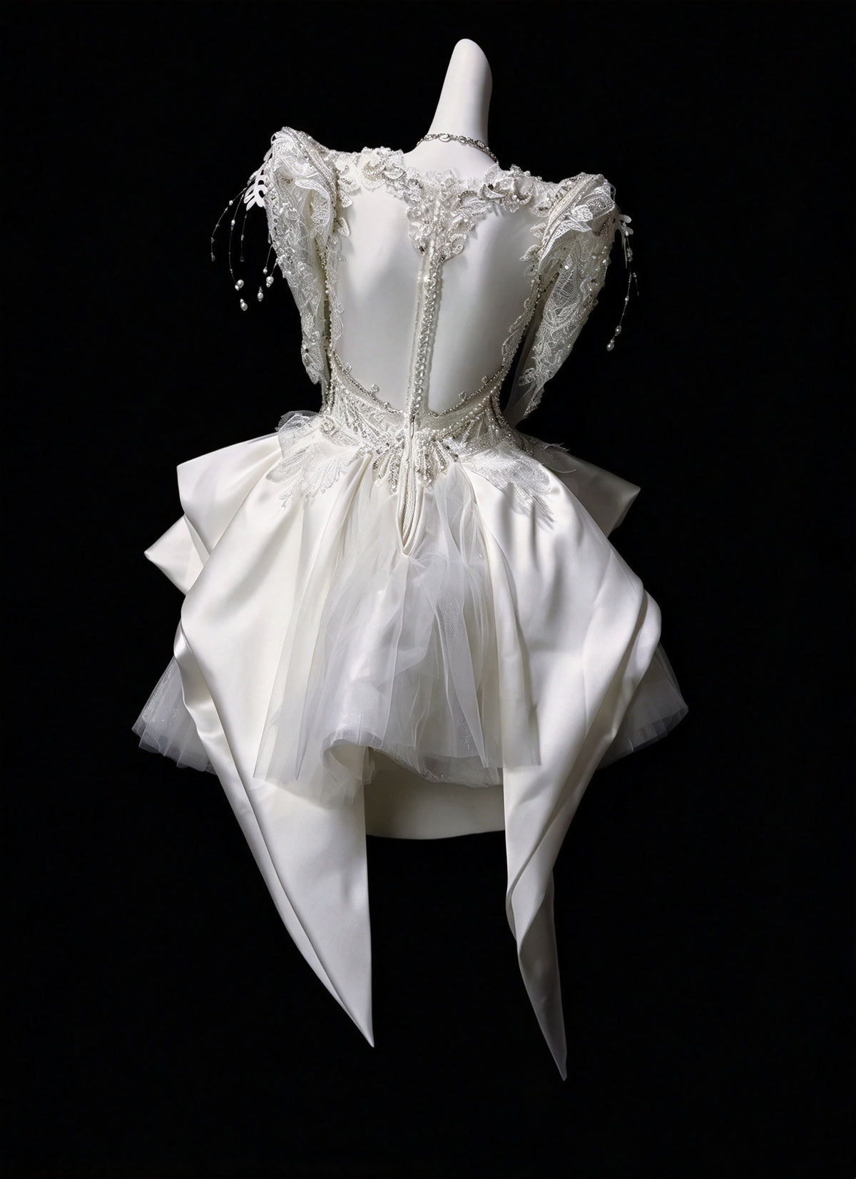 Elegant Ivory Square Neck Puff Long Sheer Sleeve Beaded A Line Short Homecoming Dress Birthday Party Dress AS3492