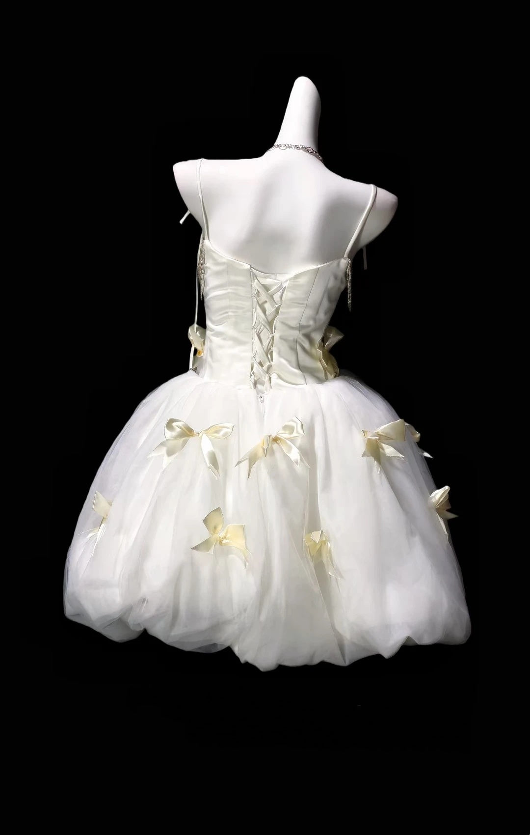 Sweet Ivory Spaghetti Straps Bow A Line Short Homecoming Dress Birthday Dress AS3494