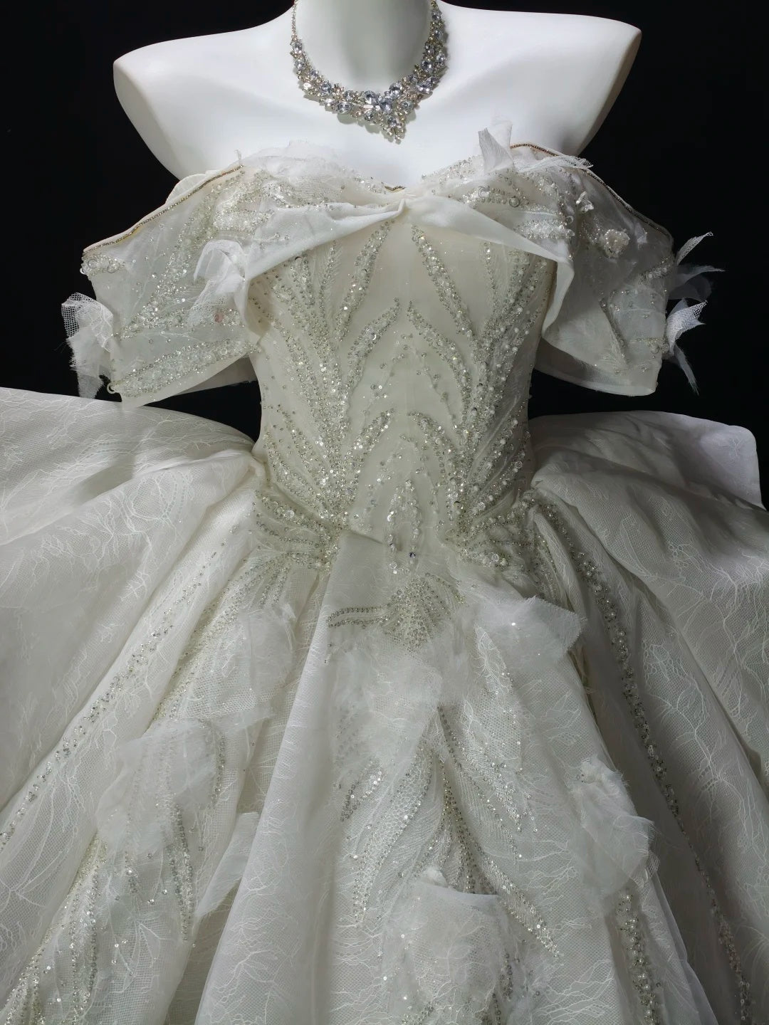 Glam White Off Shoulder Beaded Lace 3D Floral A Line Short Homecoming Dress Birthday Dress AS3518