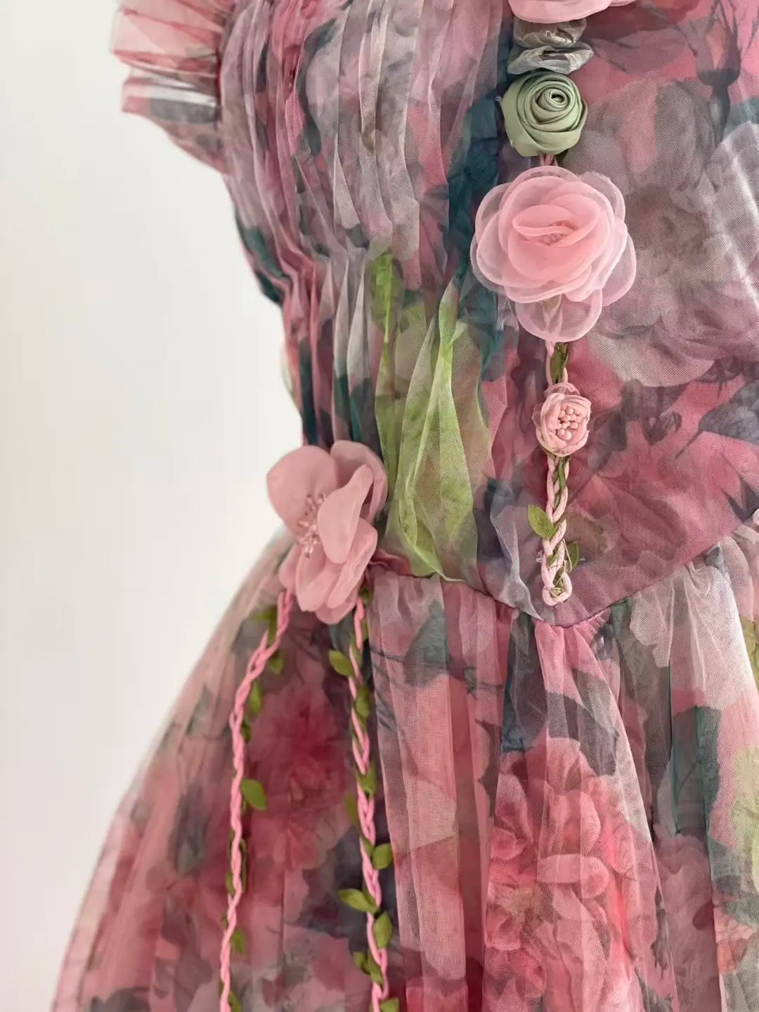 Romantic Pink Floral Spaghetti Straps 3D Flower A Line Short Homecoming Dress Birthday Dress AS3522