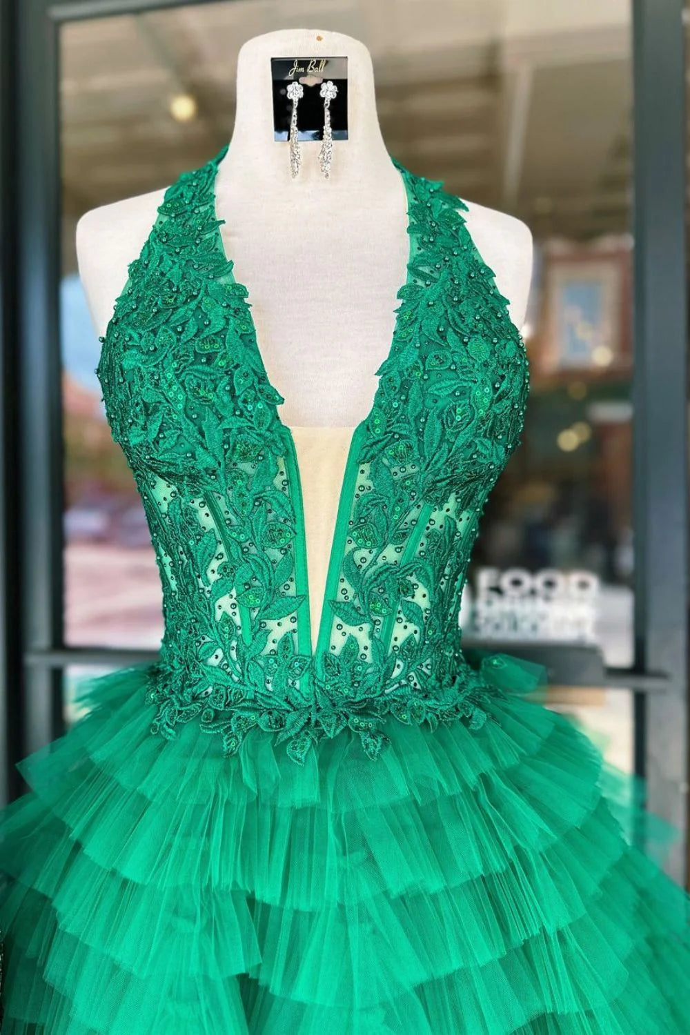 Royal Blue A-Line Halter Neck Short Tulle Homecoming Dress With Appliques Details AS424