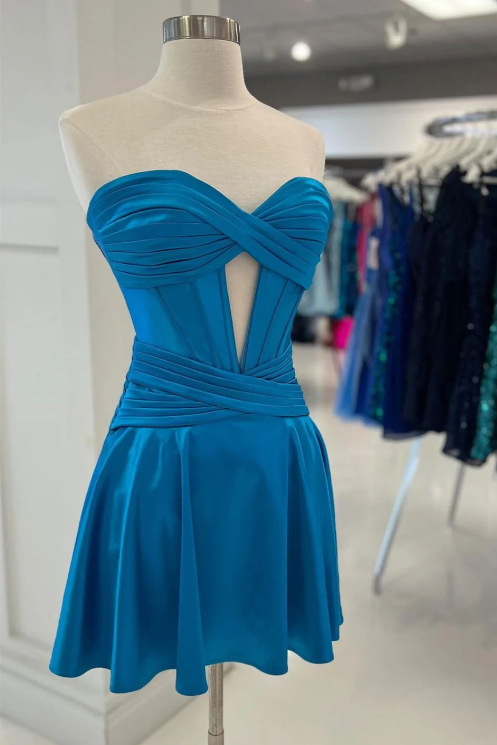 Simple A Line Satin Homecoming Dress With Sweetheart Neckline And Zipper Back AS480